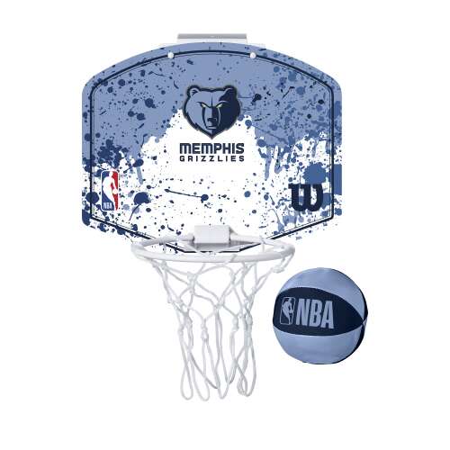 Wilson NBA Team Mini Hoop Memphis Grizzlies Basketball Backboard, light blue, with basketball