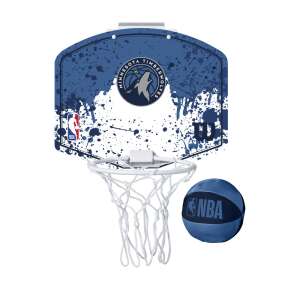 Wilson NBA Team Mini Hoop Minnesota Timberwolves Tablă de baschet, albastru, cu minge - Wilson
