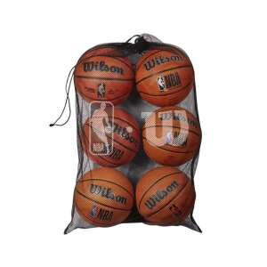 Wilson NBA 6 Ball Carry Bag, čierna sieťová taška na basketbal, unisex, naplnená 6 basketbalovými loptami - Wilson