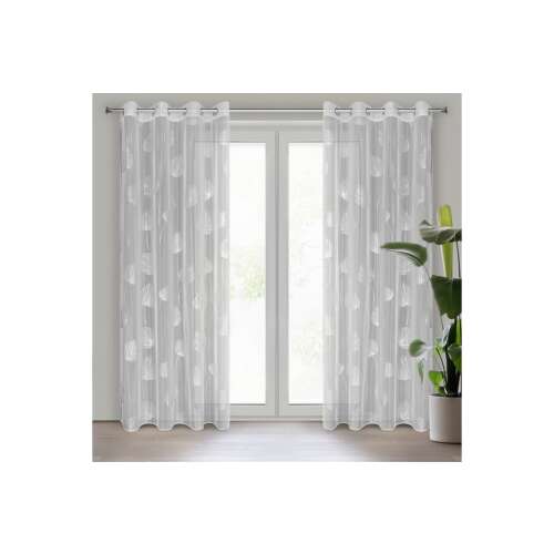 Eurofirany Helen mintás dekor függöny fehér színben, 140x260 cm, ablakon lógva