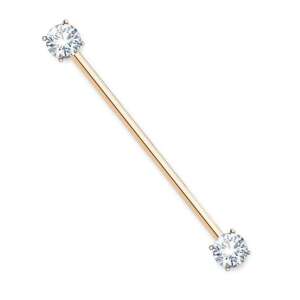 Industrial piercing kristállyal, rózsaarany színben - Barbell piercing
