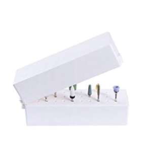 Fehér összecsukható 30 rekeszes körömfúrófej tároló doboz - Műköröm csiszológép kiegészítő