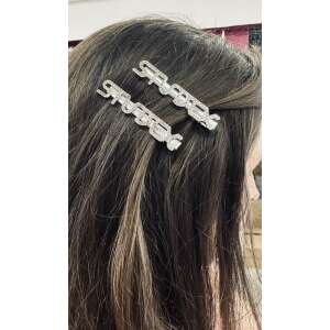 Studex hajcsat, 2 db-os szett, ezüst színű, strasszokkal díszített - Hajcsat, hajráf