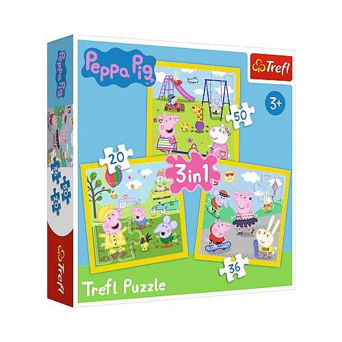 Peppa Pig: Ein glücklicher Tag 3 in 1 Puzzle - Trefl 82610151