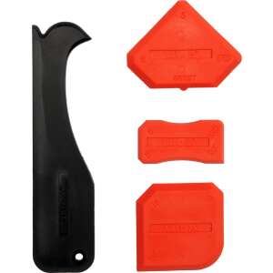 YATO 4-piece silicone grout scraper set, includes a grout removal tool and 3 different sized silicone scrapers for applying and smoothing grout - Grout Cleaner