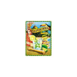 Nostalgic Art fém tábla színes illusztrációval egy Caipirinha koktélról, egy nőről, egy tukánról és egy tengerparti jelenetről - Nostalgic-Art