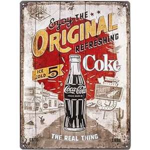 Nostalgic Art Coca-Cola fém tábla, vintage stílus, élvezd az eredeti üdítő kólát, az igazi dolgot - Nostalgic-Art