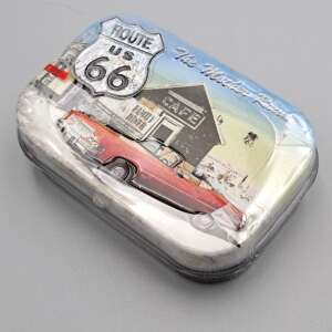 Nostalgic Art Route 66 fém doboz vintage autó és kávézó képpel - Nostalgic-Art