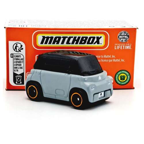 Matchbox 1:64 méretarányú fém modell autó a Citroen AMI-ről, szürke fekete tetővel - Matchbox