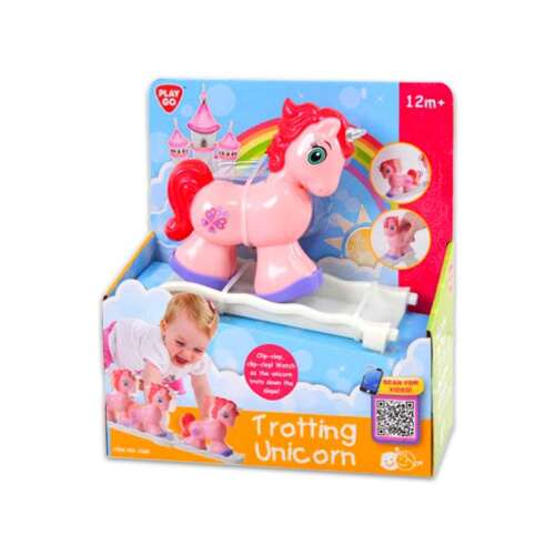 Jucărie Play Go Unicornul care trotează, unicorn roz, cu cap și picioare mobile, pentru bebeluși de la 12 luni