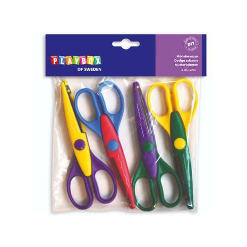 Playbox of Sweden 4 piece colorful design scissors set for crafting and scrapbooking