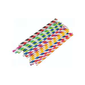 PlayBox: 50er Pack bunte gestreifte Papierstrohhalme - Strohhalme