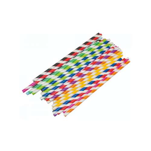 PlayBox Színes Papírszívószál - Csíkos - 50 db - 20 cm