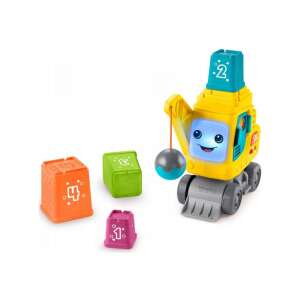 Fisher-Price Mașină de Demolare de Învățare, vehicul de construcție galben cu o bilă de demolare, 4 blocuri de stivuire colorate și o față zâmbitoare - Fisher Price Jocuri si jucării educative