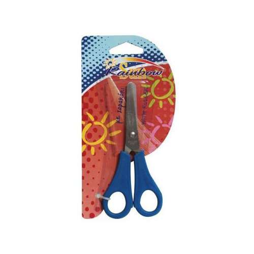Rainbow márkájú biztonsági olló lekerekített heggyel és vonalzóval, kék fogantyúkkal