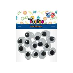 100 db 7 mm-es műanyag szem, fehér színű, fekete pupillával, kézműves kellékek, gyerekek kézművesei, barkács projektek - Luna