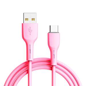 Pink Type C USB 3.0 fast charging cable with QC function, 2.4A, 1m, durable silicone - USB Cable