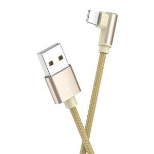 Borofone X26 1m-es jobb szögű Lightning USB töltőkábel, Arany - Borofone