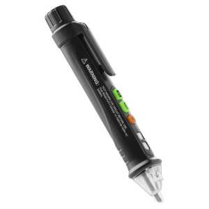 ORNO induktiver Spannungsprüfer, schwarz, 12-1000V AC/DC, berührungsloser Spannungsmesser, mit Taschenlampe - Taschenlampen & Stirnlampen