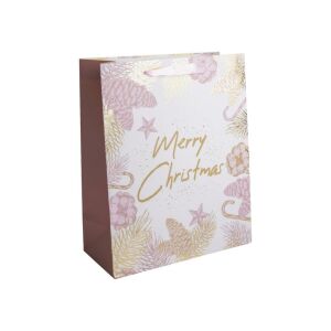 Sac de cadou din hârtie Merry Christmas cu design con de pin - Nonbrand Pungi cadou