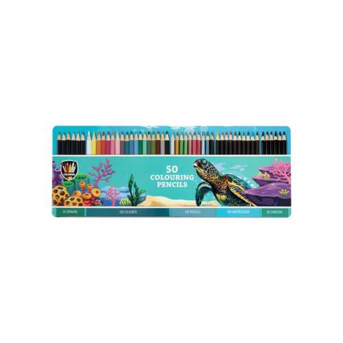 Colouring 50-teiliges Buntstiftset in Metalldose, perfekt zum Zeichnen und Ausmalen