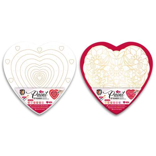 Maľovanie podľa čísel plátno v tvare srdca, 29x29 cm