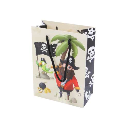 Darčeková taška s motívom pirátov, 17x9x23 cm, s pirátom, papagájom a palmou