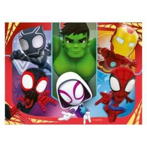 Marvel Spidey és a Csodálatos Barátai 4 az 1-ben kirakós, Spider-Man, Hulk, Vasember, Fekete Párduc és Szellem Pókkal - Puzzle
