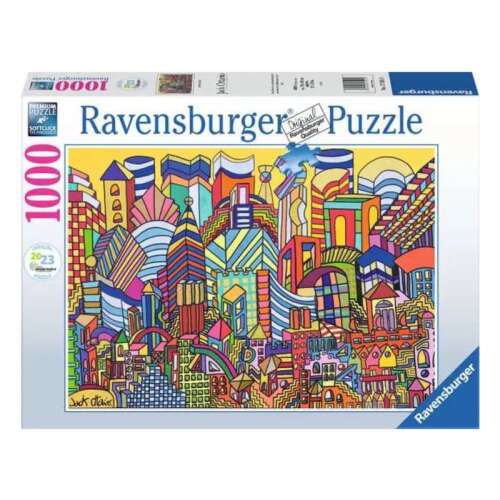 Ravensburger 1000 piece jigsaw puzzle, Boston by Jack Ottanio, colorful city skyline illustration