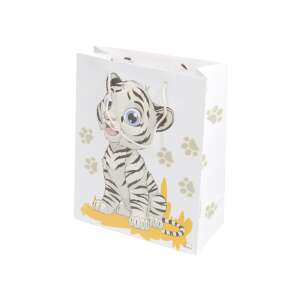 Geschenkpapierbeutel mit weißem Tiger, 26x32cm, Größe L, süßes Tierdesign - Kunst & Hobby