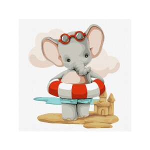 Ideyka számmal festés készlet, Nyári móka elefánttal, 30x30cm - Ideyka