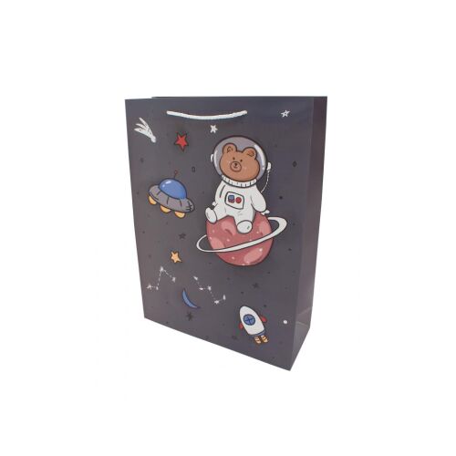 Darčeková taška Papírtasak- Macis M s dizajnom vesmírneho medveďa