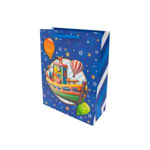 Sac de cadouri albastru cu design cu o barcă și baloane - Nonbrand Pungi cadou