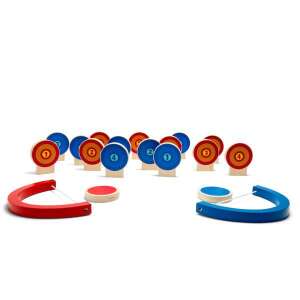 Präzisions-Zielspiel für Kinder, Holzspielzeug mit roten und blauen Bögen und Scheiben, 15 Ziele, Spaß für drinnen und draußen - BS Toys