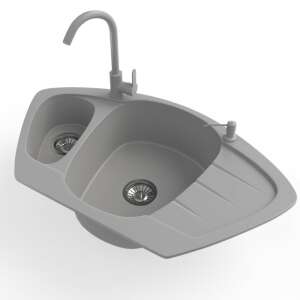 NERO Compact gránit mosogató két medencével, csapteleppel és szappanadagolóval - Építkezés & Felújítás