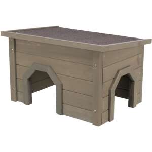 Trixie Rágcsálóházikó, 50x30x37 cm, Szürke-Zöldes, 62397, fa ház kis rágcsálóknak és nyulaknak, két bejárattal - Trixie