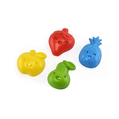 Zestaw 4 kolorowych form do piaskownicy w kształcie owoców dla dzieci, w tym jabłko, gruszka, truskawka i ananas