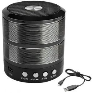 Black Mini Bluetooth Speaker with Metal Housing and Charging Cable - Nonbrand Bluetooth Speaker