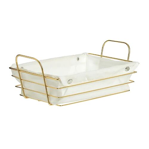 Rectangular Metal Bread Basket with Removable Textile Liner, 26X19x8cm, Gold ABYZ®™ 131531990