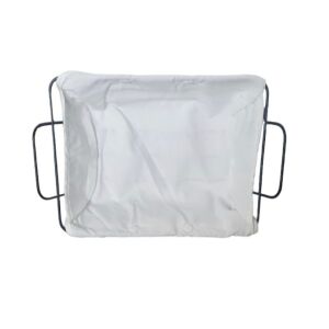 Metal bread bin with fabric liner, covered view - Bread Bin