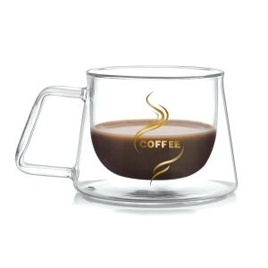 ABYZ Clear Double Wall Coffee Mug with Handle - Double-walled glass
