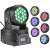 IdeallStore® Mini LED Moving Head, czarny, 18 diod LED, sterowanie DMX, obrót o 630 stopni, pokazuje różne kolory światła