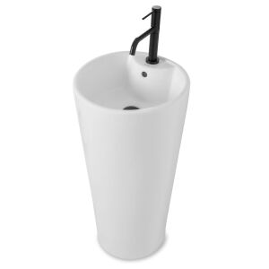 REA BLANKA Freestanding Ceramic Washbasin with Black Mixer Tap - Washbasin