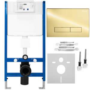 Rea concealed cistern system for wall-mounted toilets with H-type button in gold - Toilet Cistern