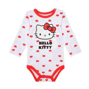 Body pentru bebeluși Hello Kitty cu inimi roșii, mâneci lungi, fundal alb - Hello Kitty