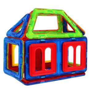 Set de blocuri magnetice de construcție, 13 piese, construiește o casă, colorat, jucărie educativă - Joc de construcție magnetic
