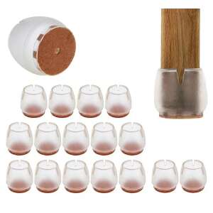 16 db átlátszó szilikon bútorláb alátét filccel, 12-16 mm, padlóvédő - Padlóvédő bútorláb alátét