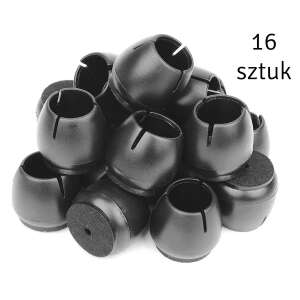 16 darabos fekete szilikon bútorláb védő, filc betéttel, 12-16 mm átmérő - Padlóvédő bútorláb alátét