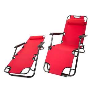 Összecsukható 3 pozíciós piros strand/kerti szék fejtámlával