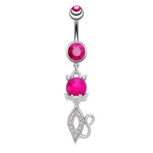Macska Motívumú Köldök Piercing - Rózsaszín Strasszkő 143222824 - Piercing